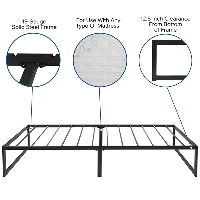 14 Inch Metal Platform Bed Frame With 12 Inch Memory Foam Pocket Spring Mattress In A Box (No Box Spring Required) - Twin By Flash Furniture