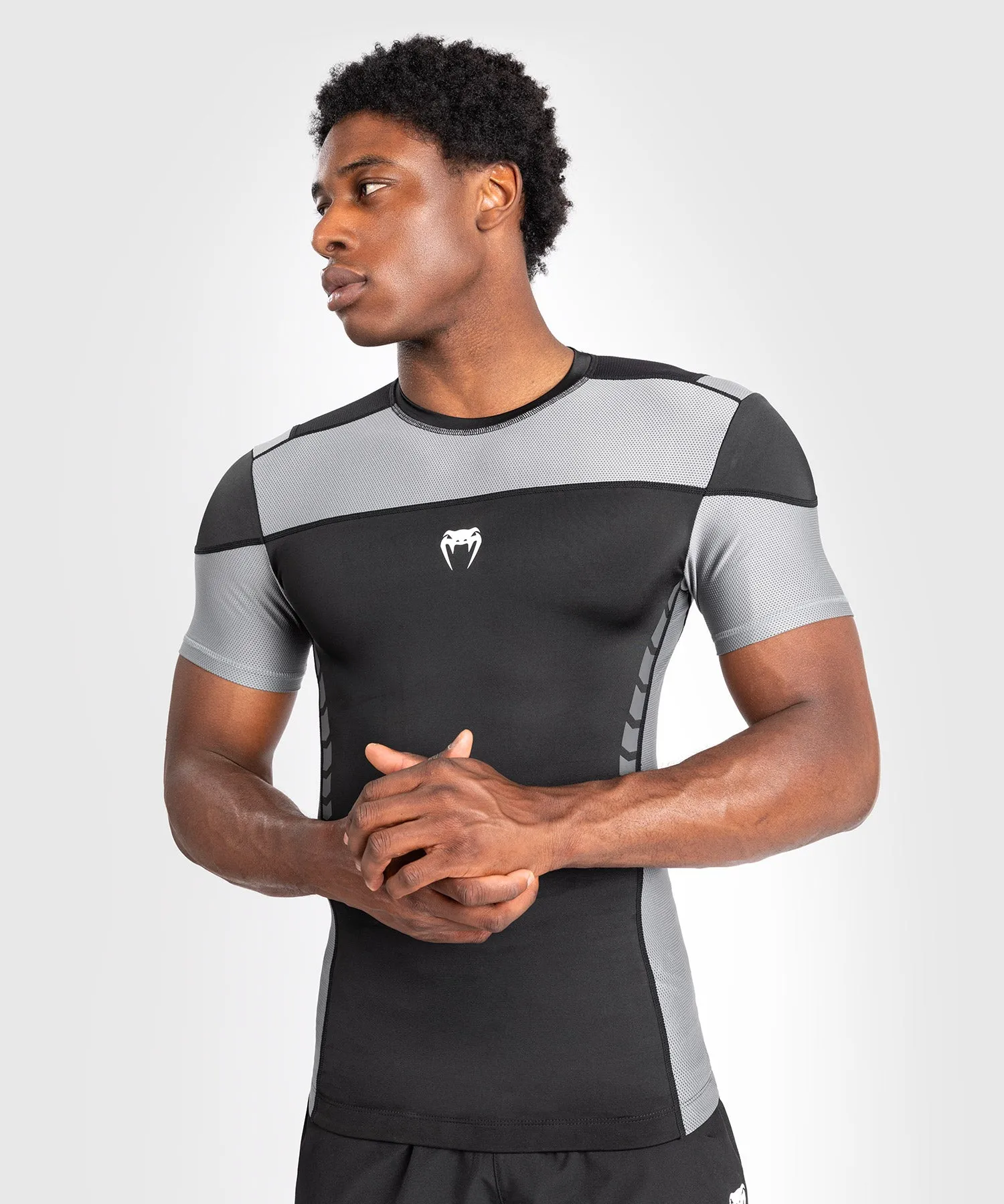 Venum Tempest Men's Short Sleeve Rashguard - Black/Grey